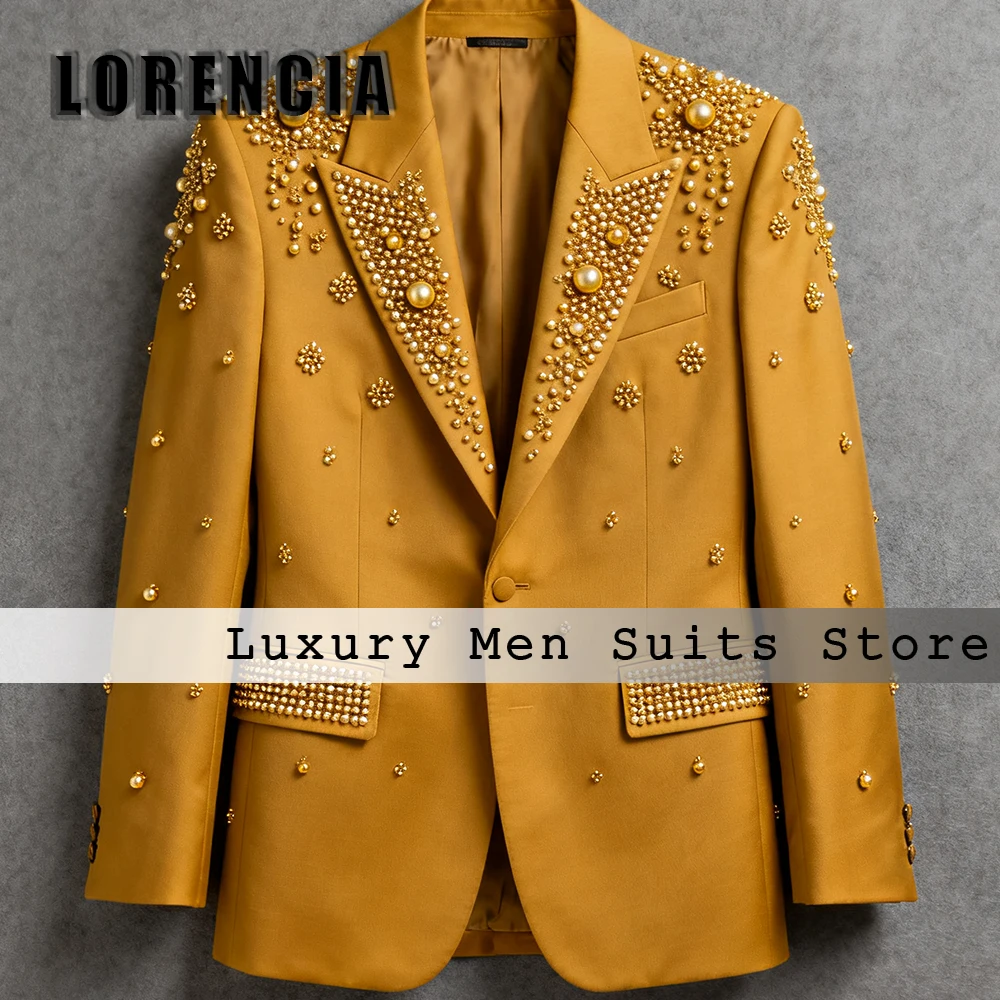 

Leisure Jewelry Suits for Male 2 Pcs Single Breasted Wedding Groom Tuxedo Set Customized Blazer Pants jaqueta masculina couro