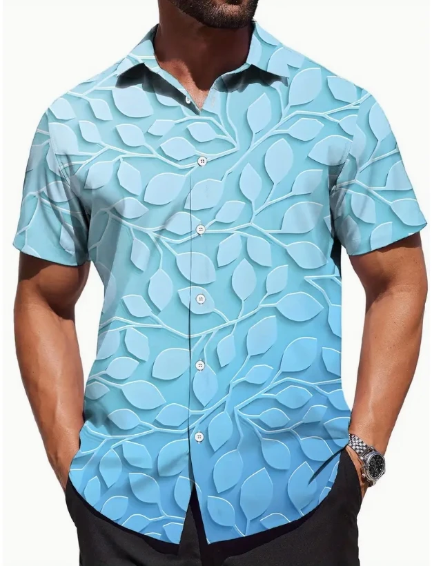 

3d Printed Strawberry Kiwifruit Hawaiian Shirt Men Tropical Fruits Summer Beach Aloha Button Down Short Sleeve Blouse Top