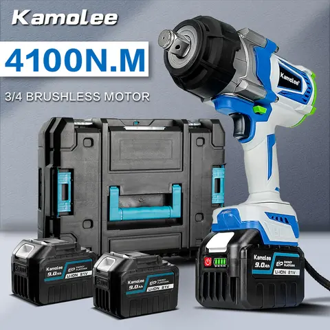 Kamolee 3/4인치 무브러시 전기 렌치, 4100NM 고토크 임팩트 렌치, 핸드헬드 무선 전기 수리 도구