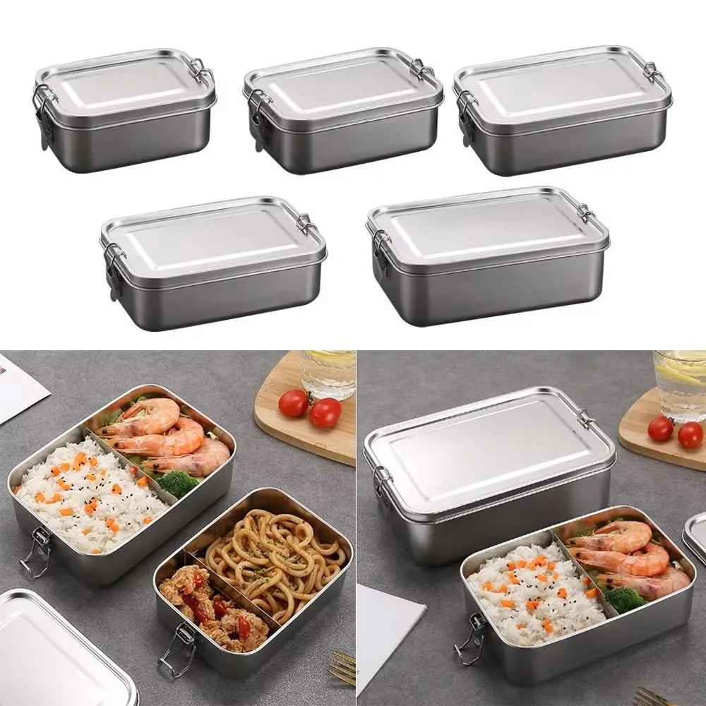 Durable Stainless Steel Bento Box Large Capacity Square Lunch Box with Lid Leakproof Lunch Container Outdoor view 4