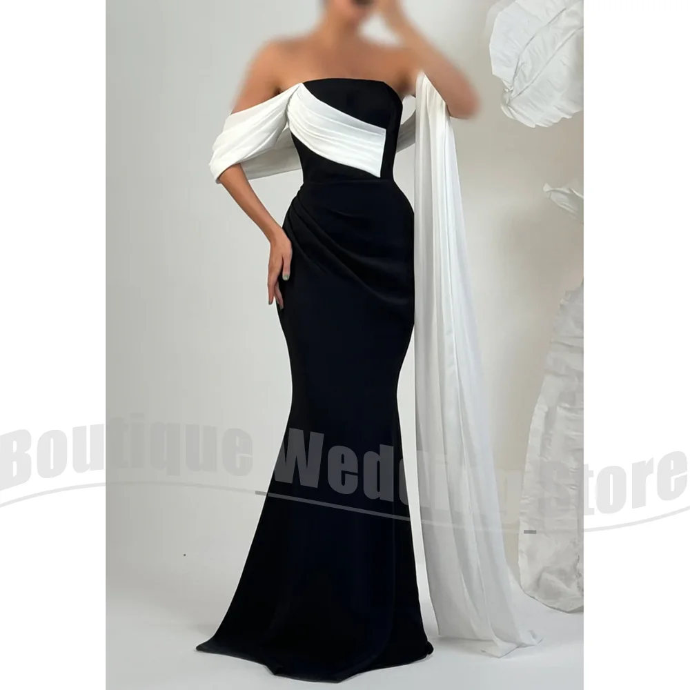 

Elegant Party Dresses Off The Shoulder Pleated Mermaid Prom Gowns Fashion Floor Length Custom Made Women Evening Dresses