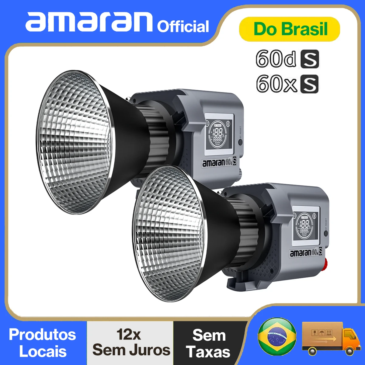 【 】Amaran 60x S 60d S Série 60W Cob Led Studio Vedio Light 2700K ~ 6500K Ilumina - imagem 1