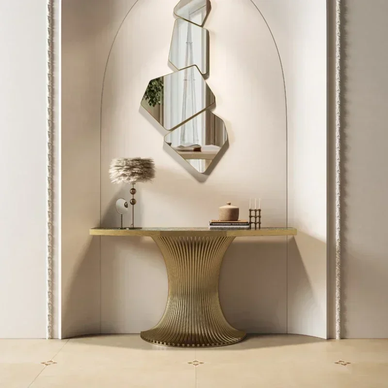 

~Y Villa Home Console Tables Amazon Green Console Wall Light Luxury Stone Plate Entrance Cabinet Side View Table