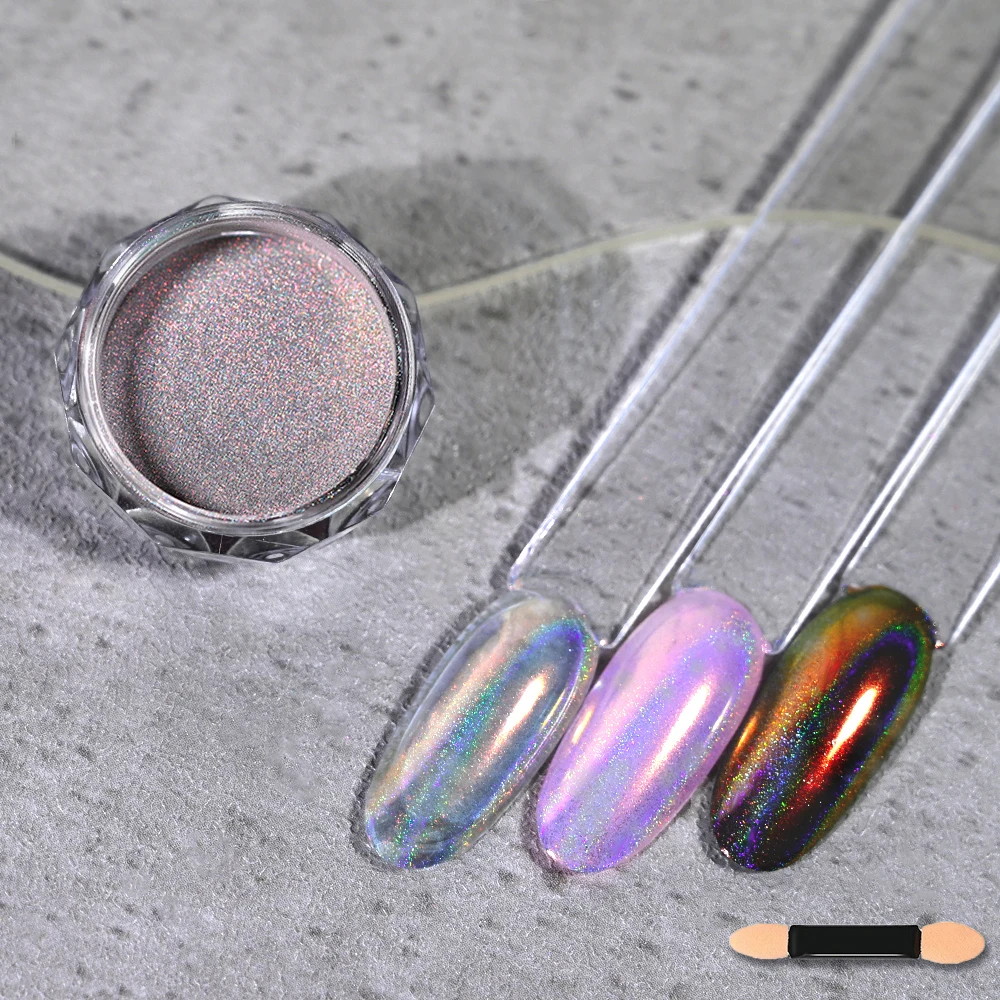 Poudre de chrome pour ongles, 1 pot, laser, holographique, miroir, paillettes, pigment, poussière, ultra fine, Rotterdam, kly, gel, vernis