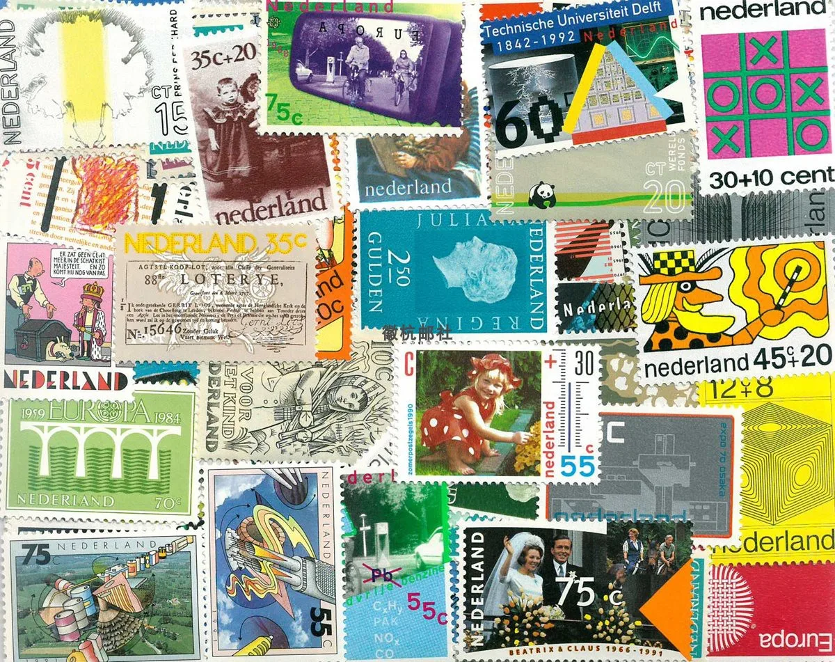 Niederländische Briefmarken 300 Verschiedene Holländische Poststempel Sammlung Scrapbook-Materialien Echte Gestempelte Holländische Sammelbriefmarken – Detail 1