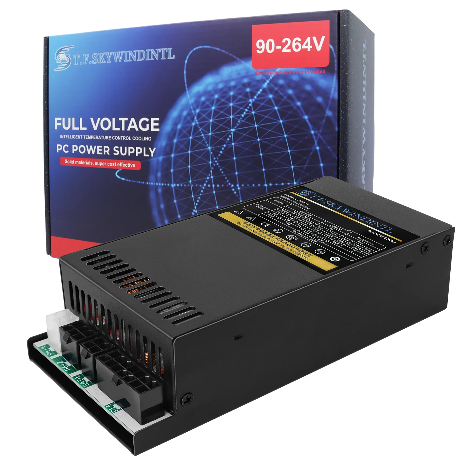 500W Mini ITX Power Supply Full Modular, 100-240V Wide Voltage, APFC Active PFC, Small 1U PSU for NAS/POS/HTPC - view 5