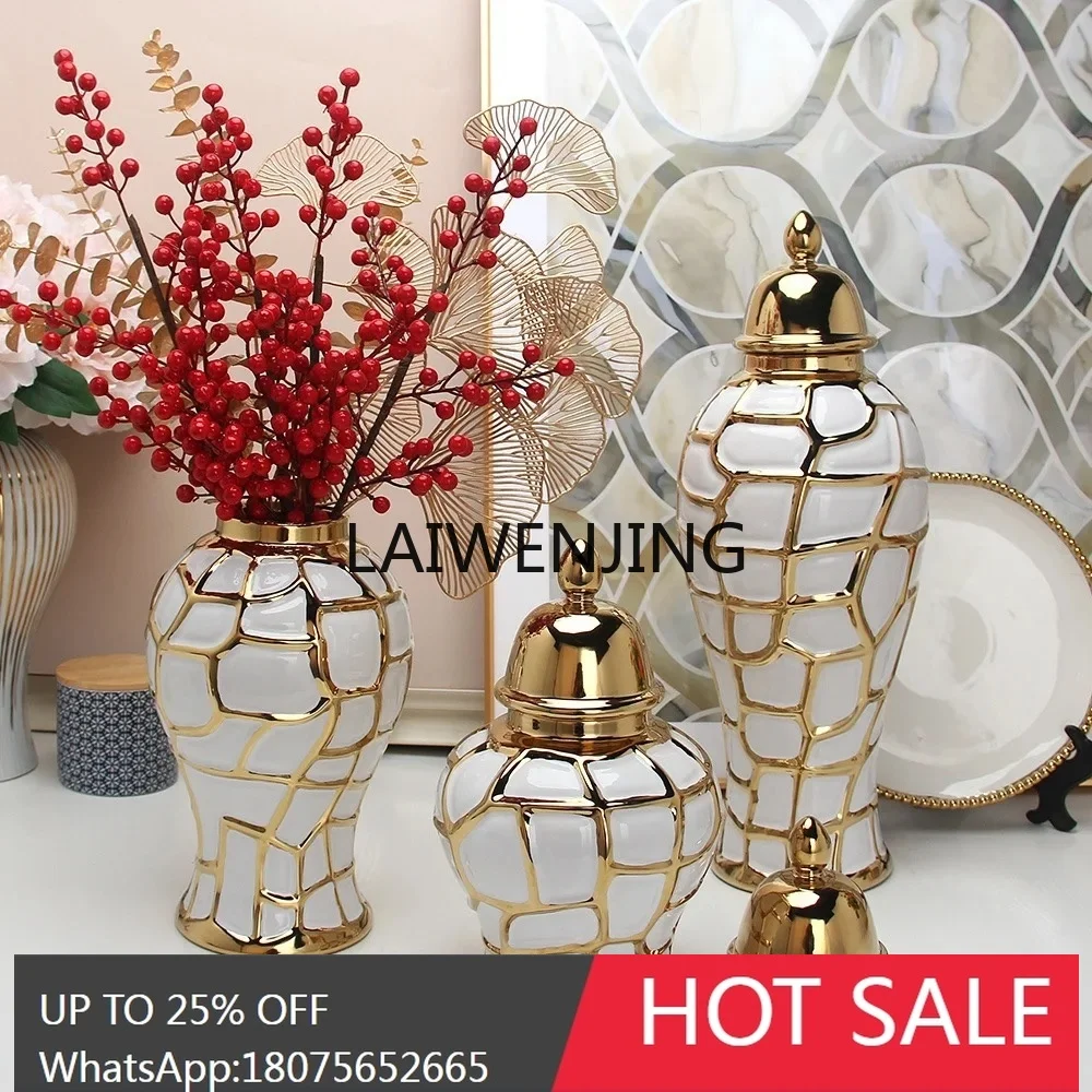 

Ginger Jar Modern Luxury Platinum Vase Home Decoration Dining Table Ornament