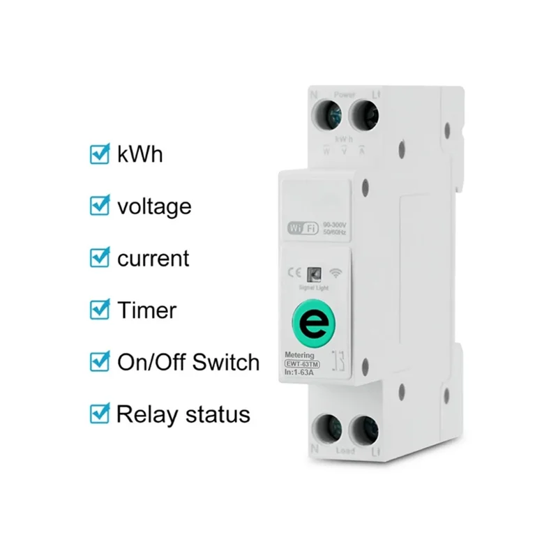 FFYY-Ewelink 63A WIFI 스마트 스위치 WIFI 스마트 에너지 미터 Kwh 계량 회로 차단기 Kwh 계량 회로 차단기