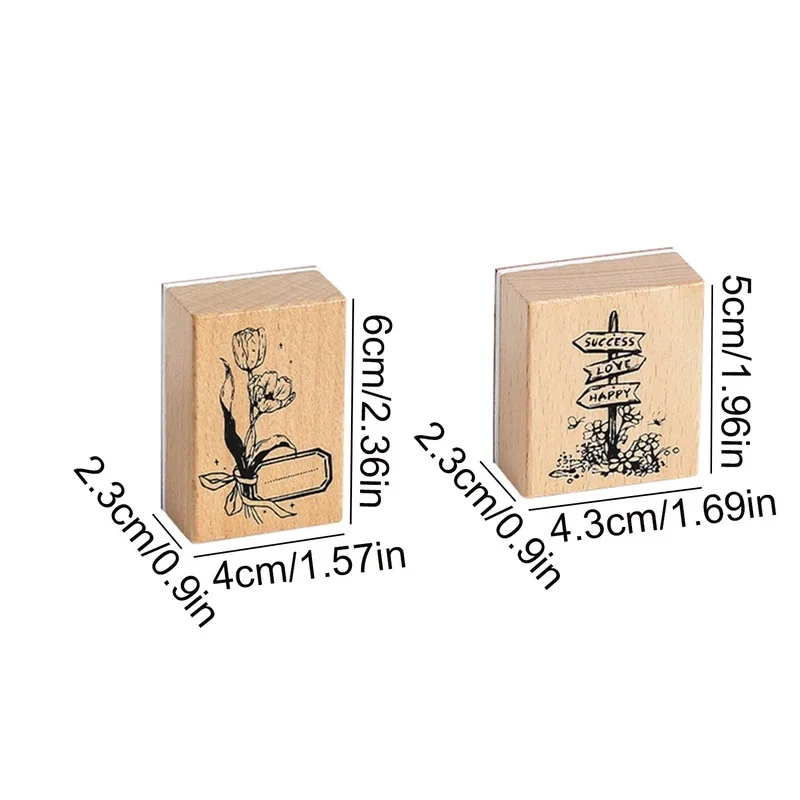 Vintage Retro Wooden Rubber Stamps, Scenery Lighthouse Floral Pattern For Scrapbooking Journal Diary Diy Craft Decor