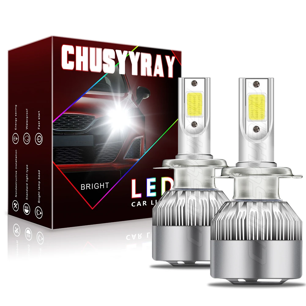 

PCVBMLAUT 2PCS Car lights H7 Super Bright LED Headlights High Low Beam Fog Light Bulb White 6000K Car accsesories