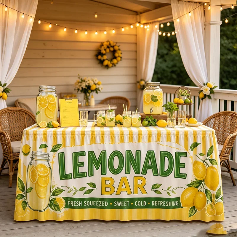 2D Flat tablecover, 1 piece - Printed polyester tablecloth for bar-themed booth tablecloth, with vintage check pattern