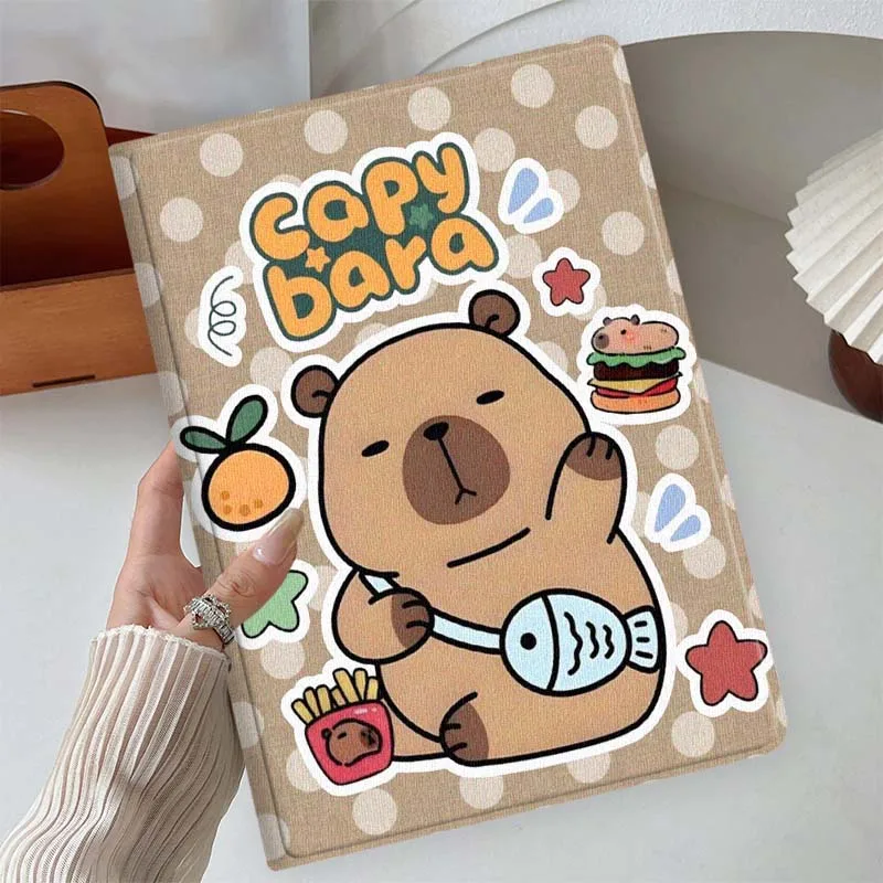 Cartoon Capybara Bow Soft For Samsung Galaxy Tab S11 S10 S9 S8 S7 S6 A11 A9 A8 A7 Lite FE Plus Tablet Case