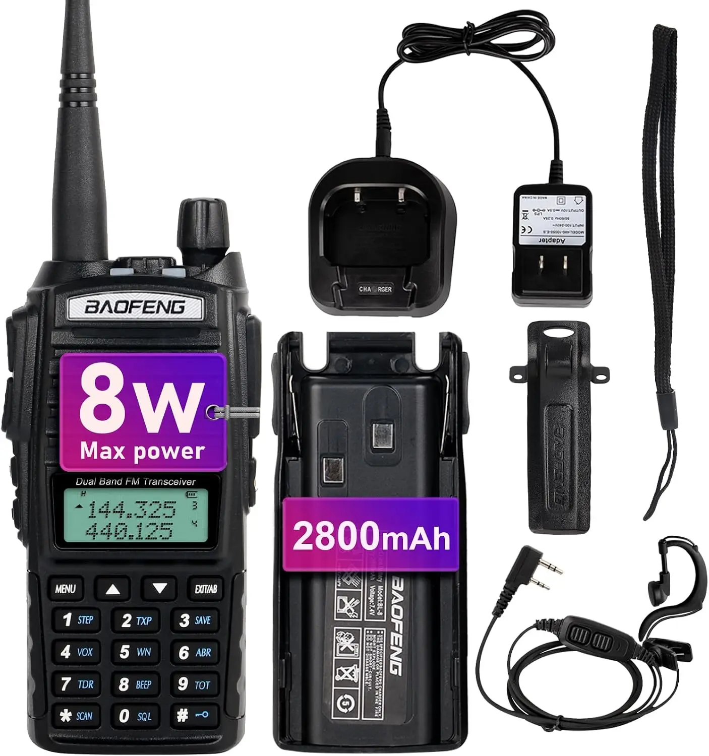 baofeng-uv‑82-ハイパワー-ハム-ツーウェイラジオ-vhf-uhf-ledフラッシュライト-ハンドヘルド-デュアルバンド-ウォーキートーキー-デュアルpttキー＆イヤーピース付き