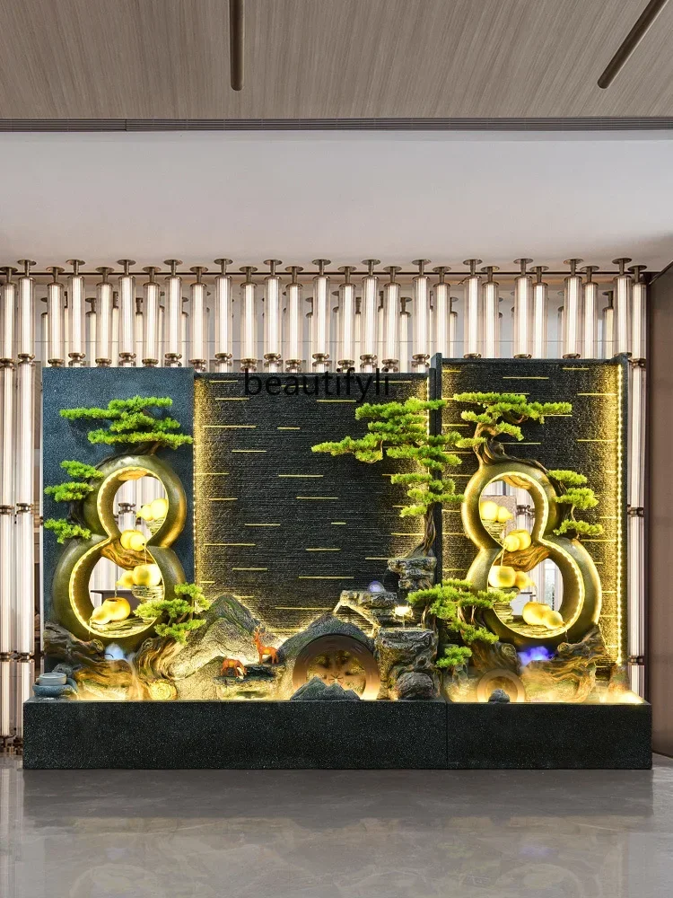 

S Water Curtain Wall Gourd Rockery Circulating Fountain Hotel Garden Landscaping Decoration Fish Pond Humidifier Floor Ornament