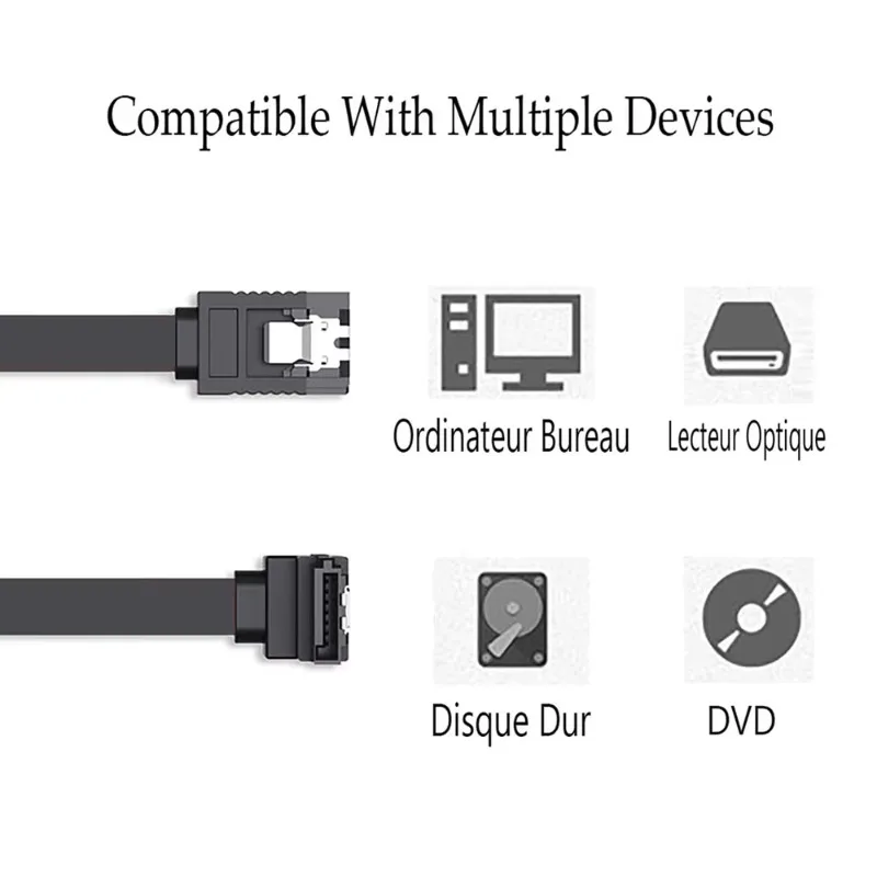 SATA III Cable 6Gbps Data Cord 3 PCS Flat Flexible For HDD SSD Hard Drive Disk Motherboard Straight Right Angle Connector Lead