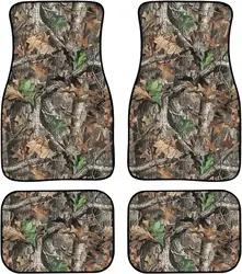 Fashion Camo Print Car Carpet Floor Mat Full Set of 4 Front and Rear Liners Set for Men Women All Seasons Protection Universal