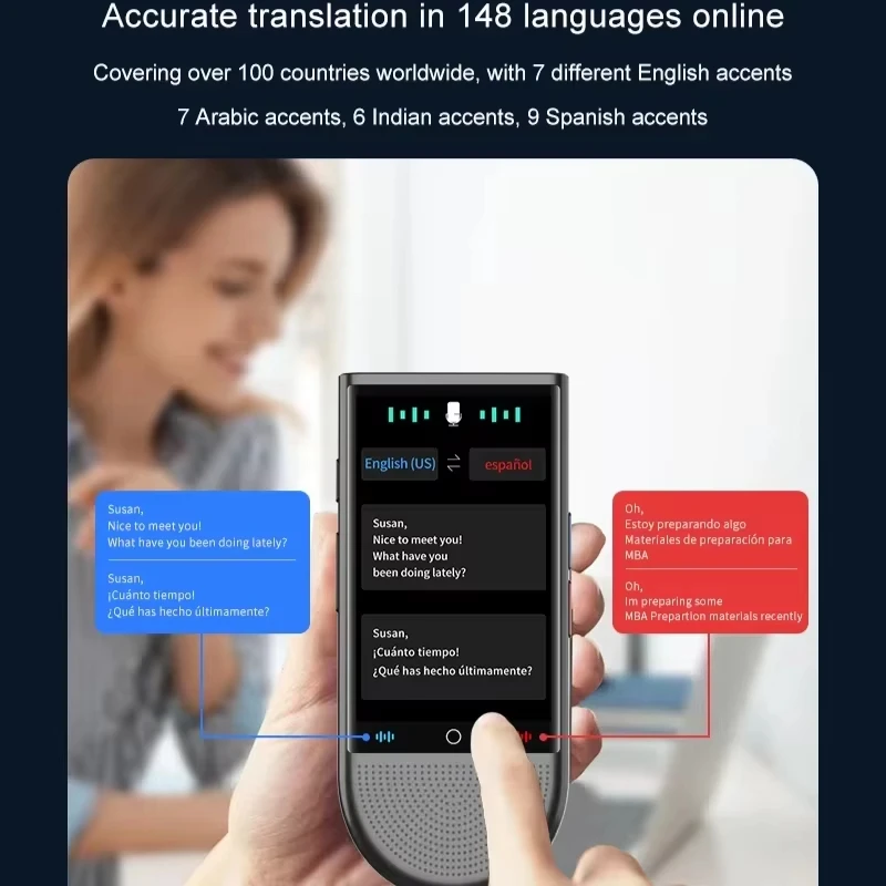 

AI Voice Translator S15 Portable 4G SIM Card 16G Memory 148 Languages Real-time Intelligent Translated Machine Travel2025