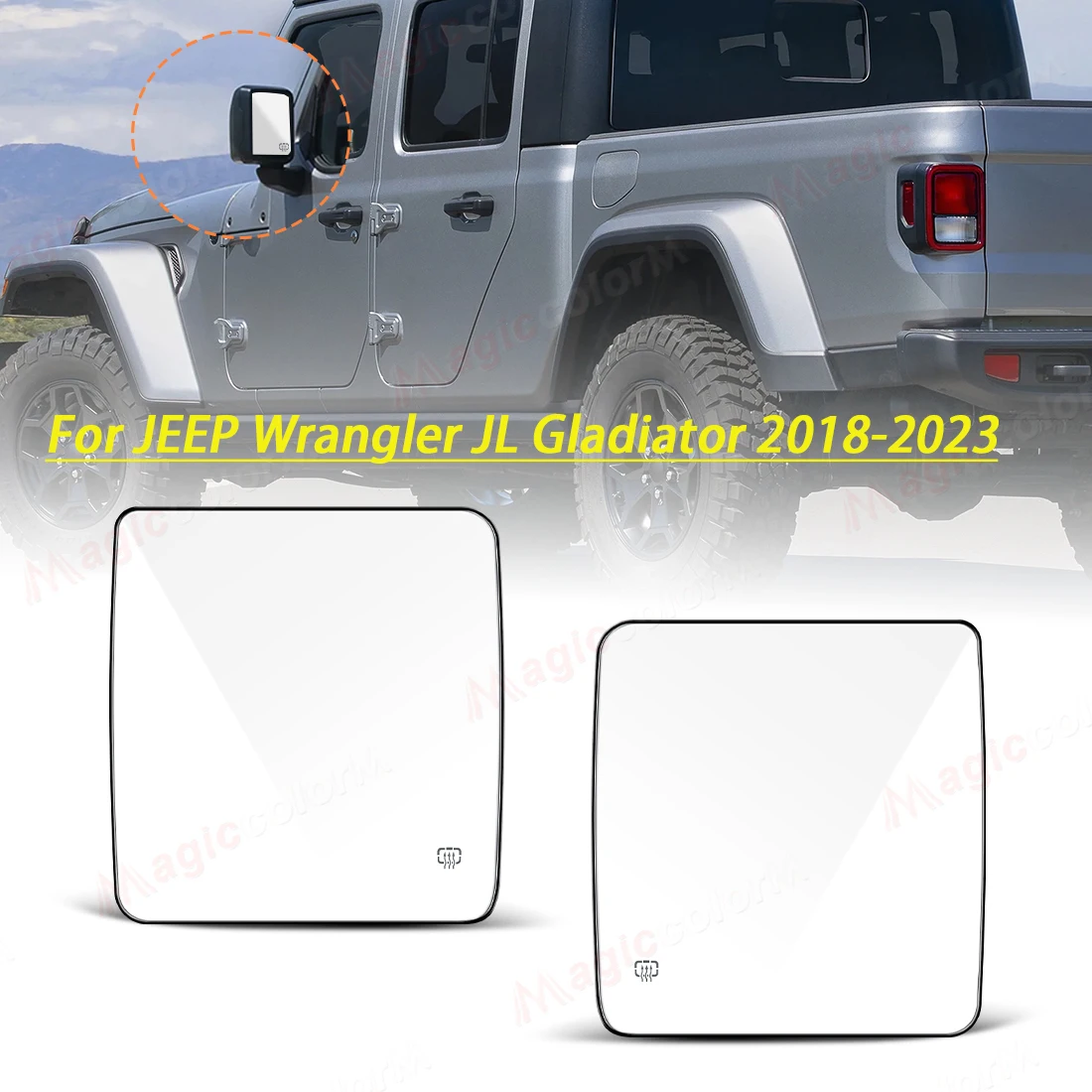 

For JEEP Wrangler JL Gladiator 2018-2023 US Model Car Side Mirror Glass With Heated Reverse Rearview Mirror Lens Left/Right