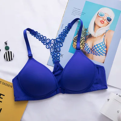 Front Closure Bras Lift Up Lingerie for Women Push Up Cross Back Underwear Seamless Sports Support Fitness Solid Color Bras
