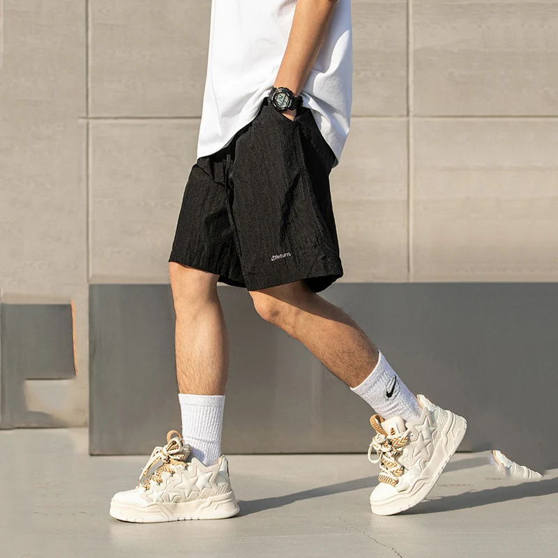 TFETTERS Brand 2024 Texture Cargo Shorts Men Minimalist Mid Rise Embroidery Male Shorts American Fashion Skateboard Streetwear