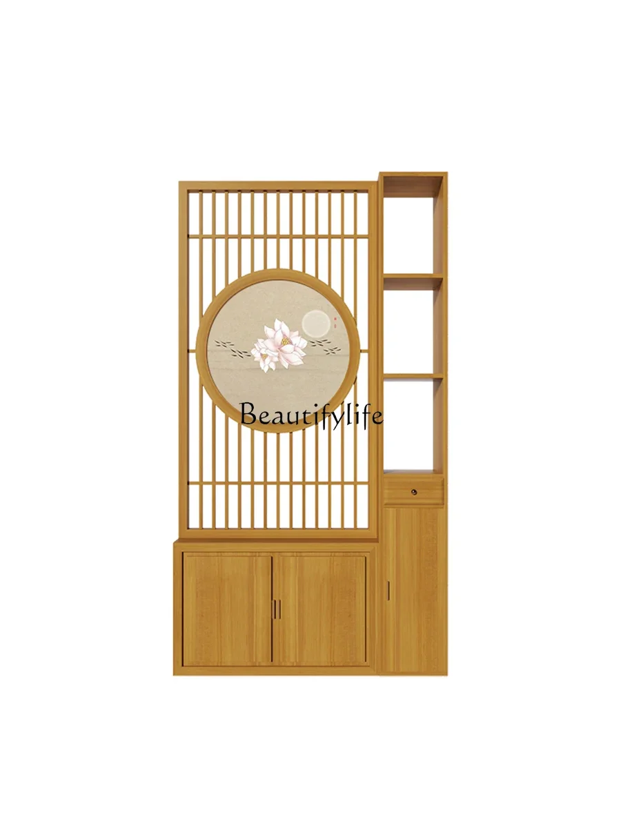 

44Screen Hallway Living Room Entrance New Chinese Style Solid Wood Porch Integrated Shoe Cabinet