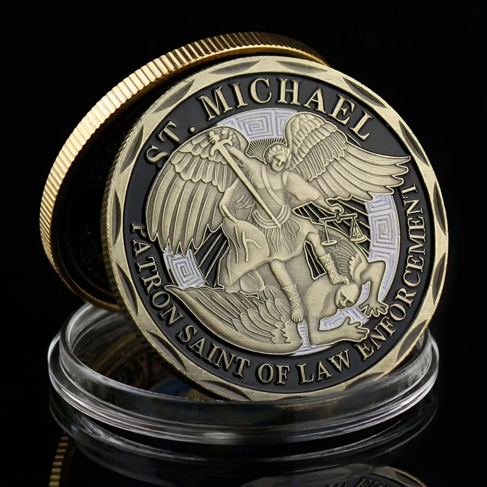 Police Officer Coin Copper Plated Gift Patron Saint of Law Enforcement Collection Souvenir Gift Micheal Commemorative Coins