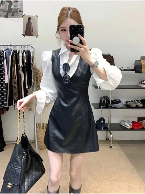 한국 슬레 버블 스웨트 베스트 스커트 세트 가을 신상 여성 패션 하이웨이스트 마이크로 스트레치 투피스 의상