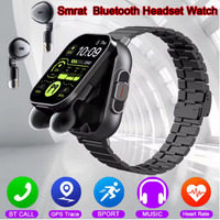 TWS 2 In 1 Smartwatch for Realme C63 Motorola Moto G8 Power Bluetooth Headset Calling Health Monitor Fitness Record With Headset