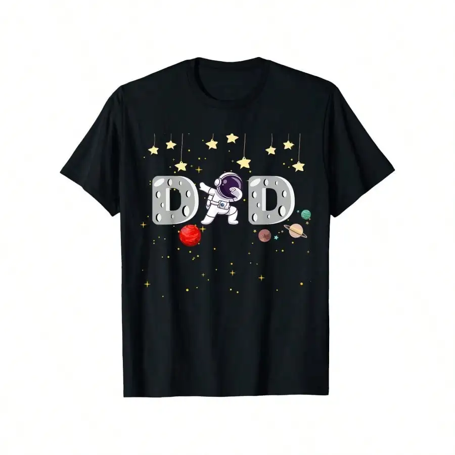 

Father'S Day Dad Astronaut Space Birthday Planets Daddy T-Shirt, Unisex Cotton Casual Round Neck Outdoor Short Sleeve T-Shirt