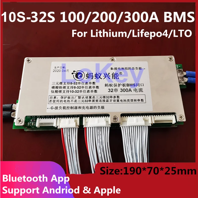 smart 32S ant BMS 120V 100.8V 96V 84V 72V 150A 200A 300A lithium Lipo lifepo4 LTO battery protection board Bluetooth APP 28S 27S