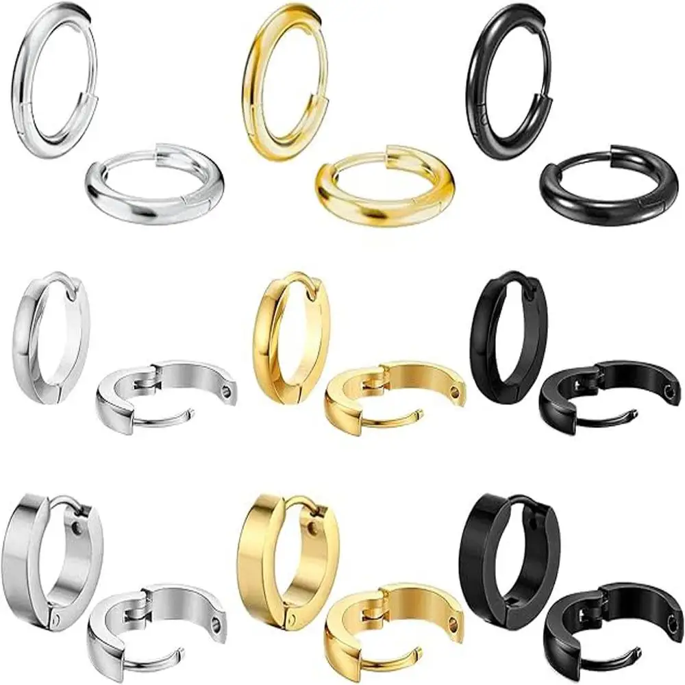 1/9Pairs Stainless Steel Hoop Earrings for Men Women Huggie Earrings Cartilage Earring Set Small Round Earrings Unisex Hoop