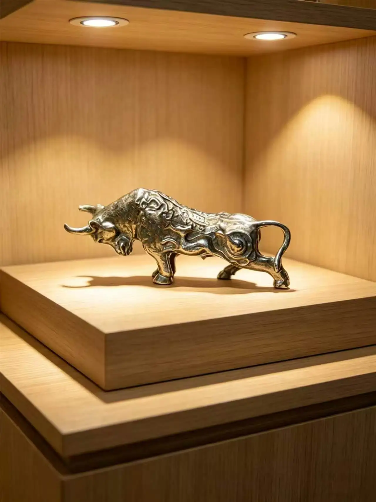 Szczęśliwa mosiężna figurka byka, miniatura dekoracyjna do domu, biura, na biurko, talizman na szczęście.