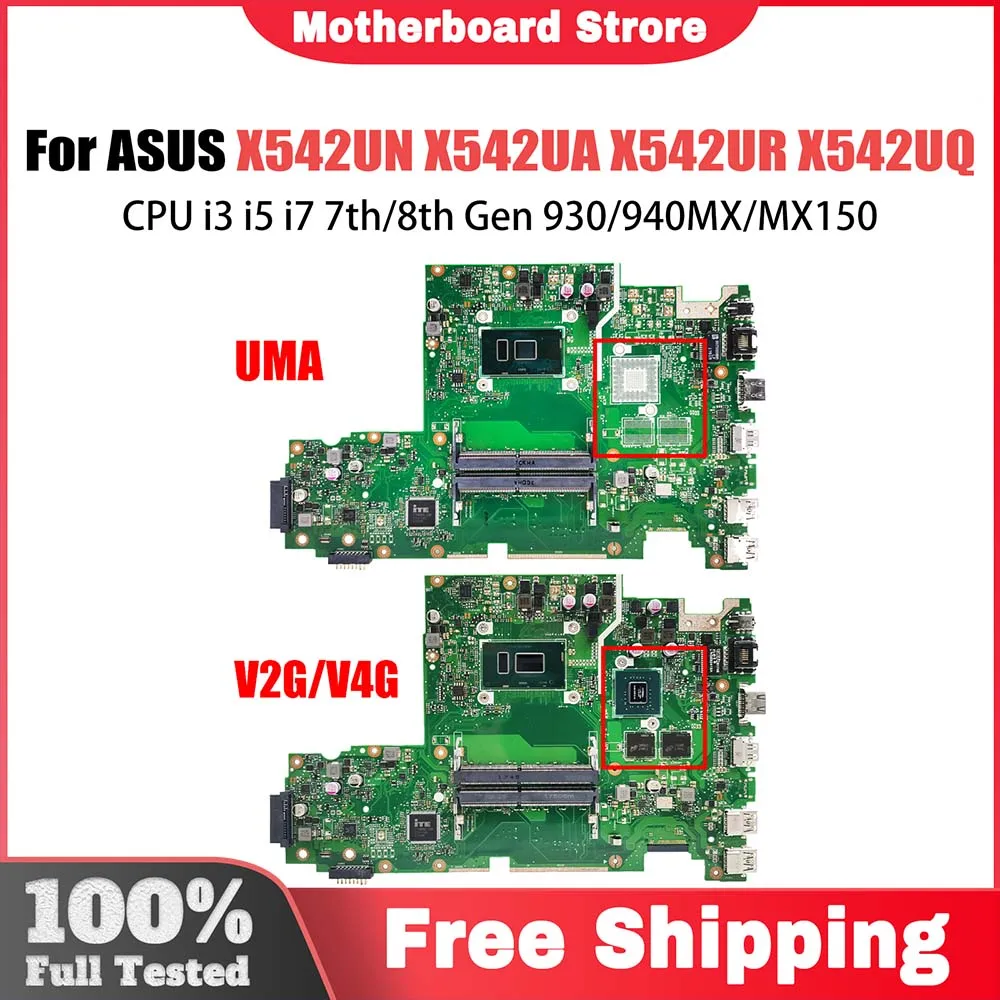 

X542UN Mainboard For ASUS X542UA X542UR X542UQ X542URR X542UF X542URV Laptop Motherboard CPU i3 i5 i7 7/8th Gen 930/940MX/MX150