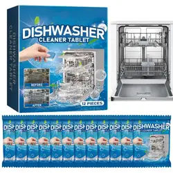 Dishwasher Cleaning Tablets 12PCS Clean Dish Washer Tablets Removal Of Odors Cleaner Clean Dish Washer Tablets Deep Dishwasher