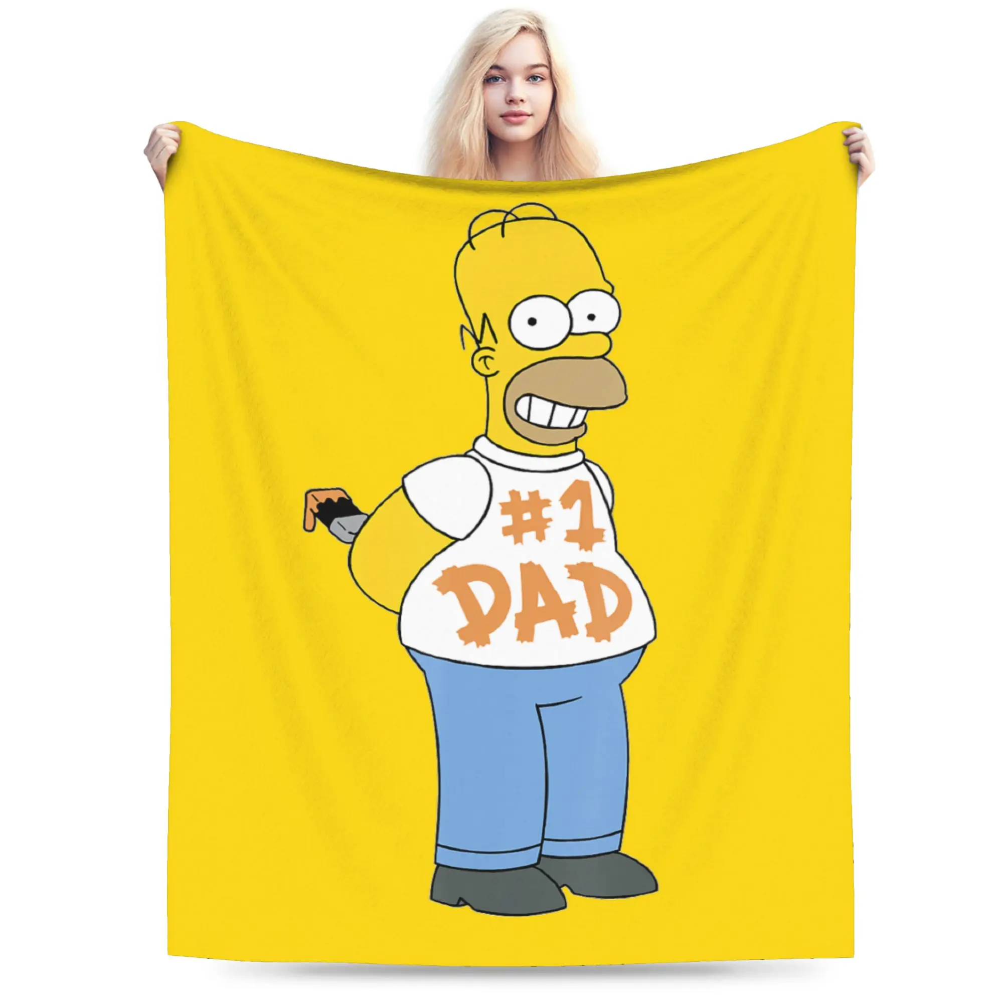 The Simpson Homer Number 1 Dad Blanket Coral Fleece Plush Autumn/Winter Warm Throw Blanket for Bed Travel Bedspreads