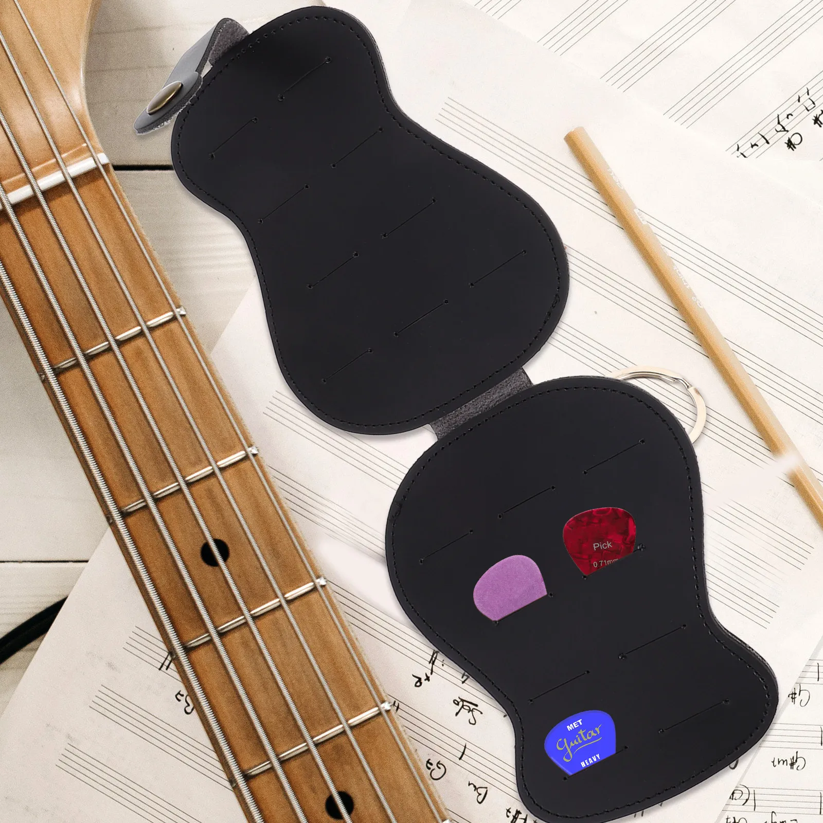 

Guitar Pick Bag Foldable Pu Storage Holder For Electric Acoustic Guitar Ukulele Picks Case Accessories Organizer