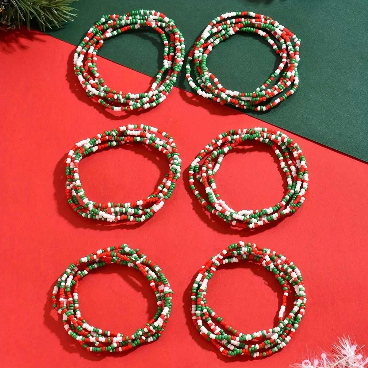 10Pcs Bohemian Multilayer Rice Bead Stackable Bracelets, Women Layered Beaded Bangles for Daily Wedding Christmas Party Gift