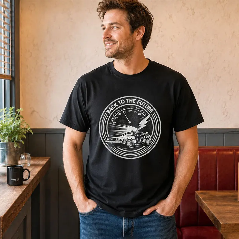 Back To The Future T‑Shirt Biff's Automotive Detailing Print Tees 0814 Hill Valley DeLorean 88MPH Time Machine Short Sleeve Tops
