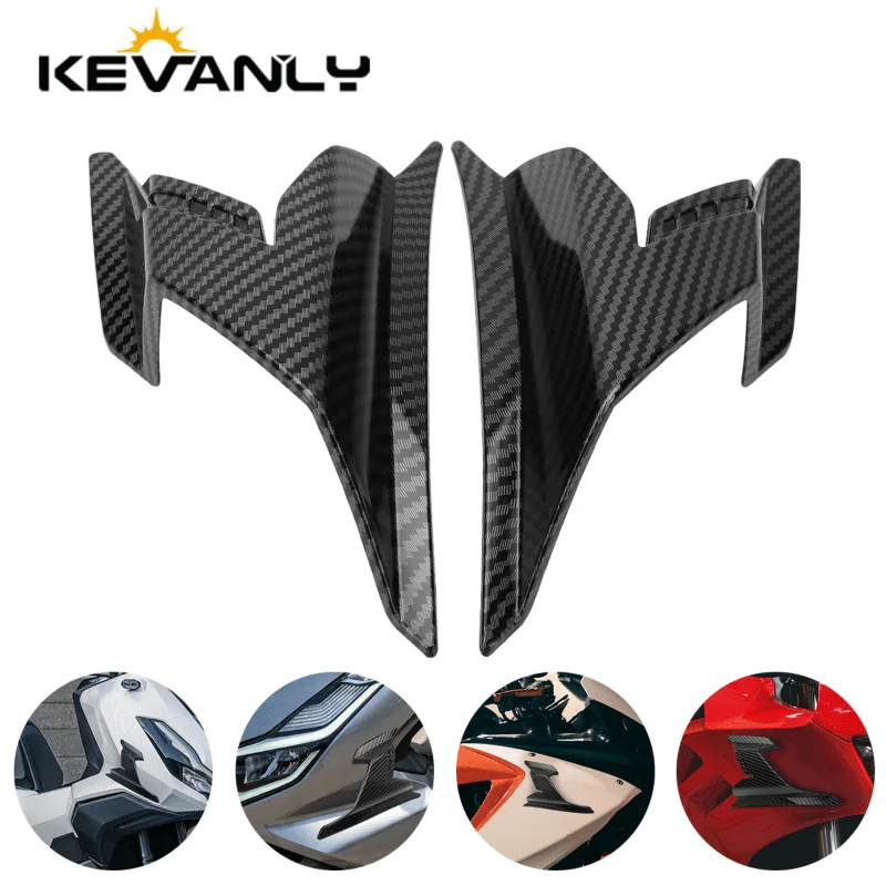 1set Motorcycle Front Side Spoiler Winglets Carbon Black Winglet Aerodynamic Side Wing for Honda ADV 160 Fairing Kits Accessory