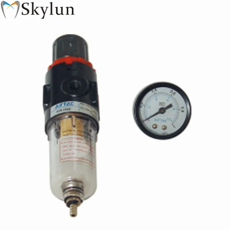 Dental Air Reduce Valve Air Filter Regulator Compressor & Gas-Pressure Reducing Round Pressure Gauge SL1259