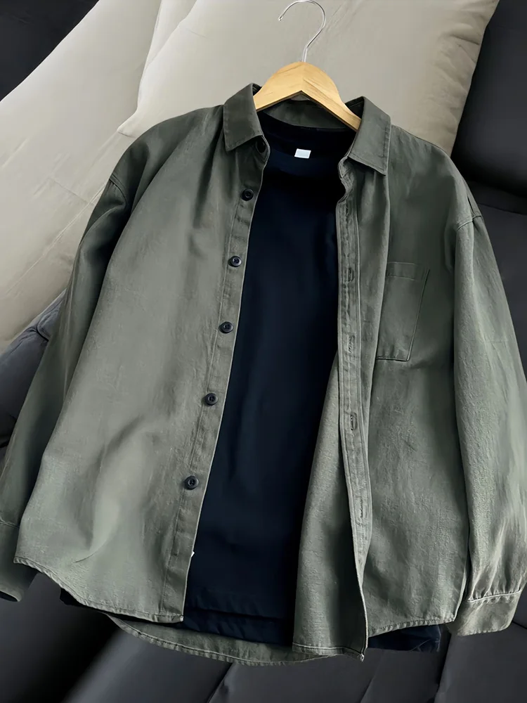 

Men's Military een Work irt Long Sve Casual Cotton Outerwear Spring Autumn Faionable Loose Fit Button down irt