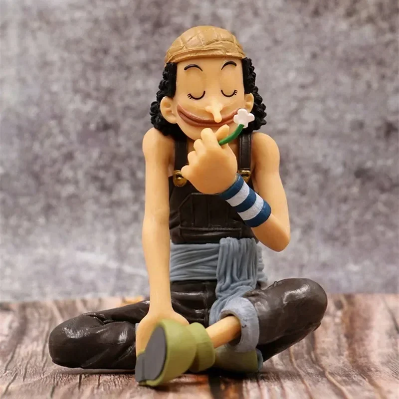 One Piece Anime Usopp Smell Flowers Sitting Posture Action Figure Model Dolls Collection Children's Gift Desktop Decoration