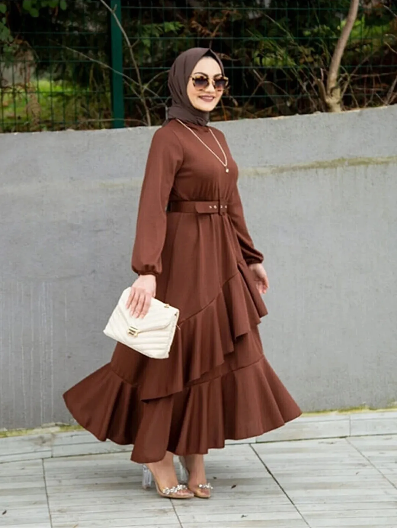 

Eid Party Muslim Ruffle Abaya Women Modest Casual Long Maxi Dress Turkey Kaftan Dubai Islamic Arab Robe Ramadan Caftan Vestidos