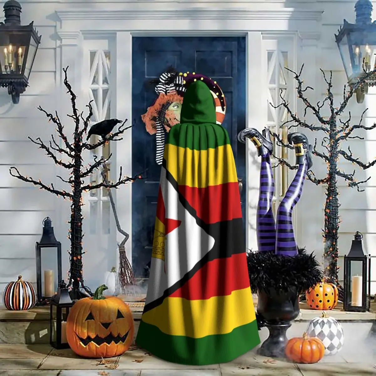 Zimbabwe เสื้อคลุมแบบมีฮู้ด, เสื้อคลุมโพลีเอสเตอร์ใช้ได้ทั้งชายและหญิงเสื้อคลุมแม่มดเครื่องประดับแต่งกาย