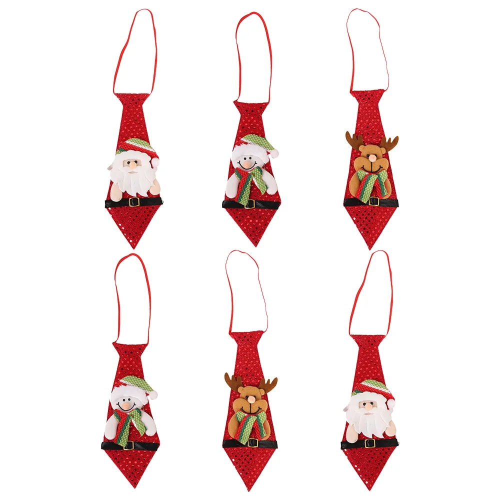 

6pcs Christmas Bow Tie Decorations Red Glitter Neck Ties for Men Holiday Party Fashion Accessories Costume Tie SuitAccessory