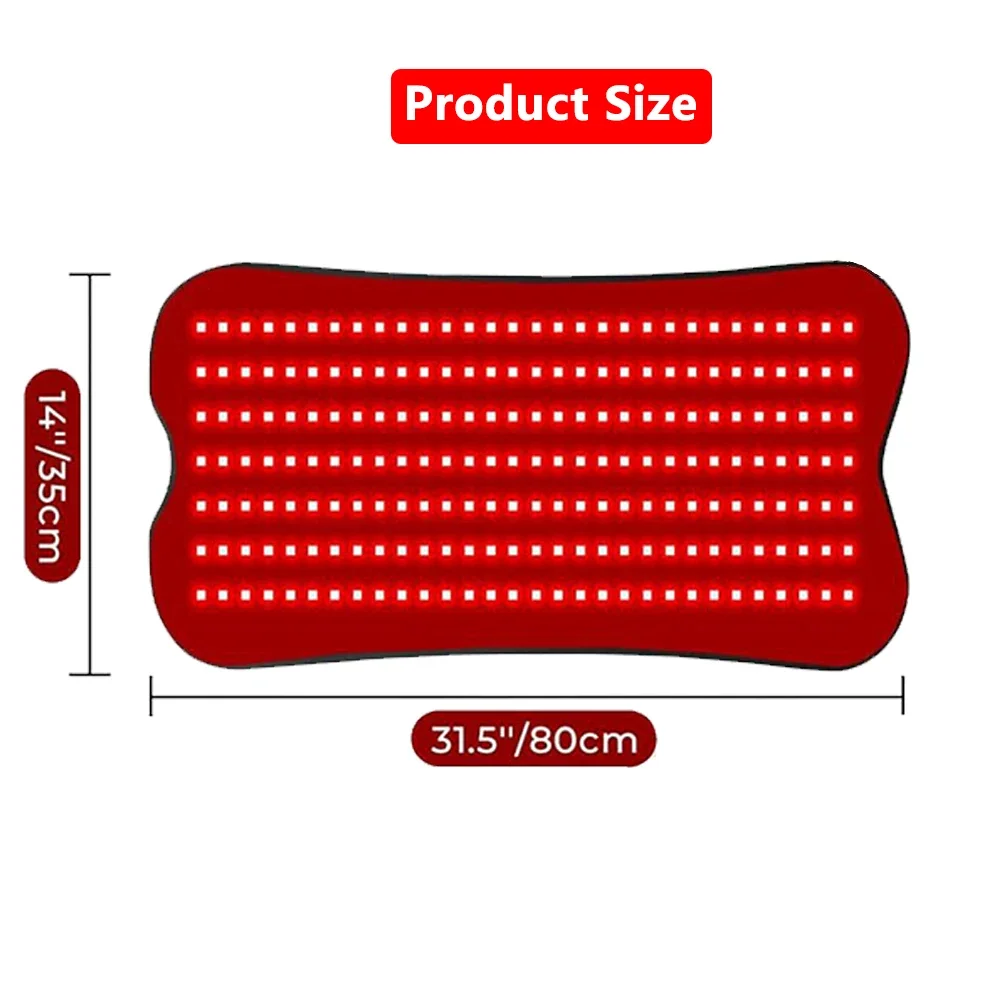 Infrared Red LED Light Therapy Belt Heating Pad Dual Chip 210 LEDs 660nm&850nm Wearable for Whole Body with Remote Control