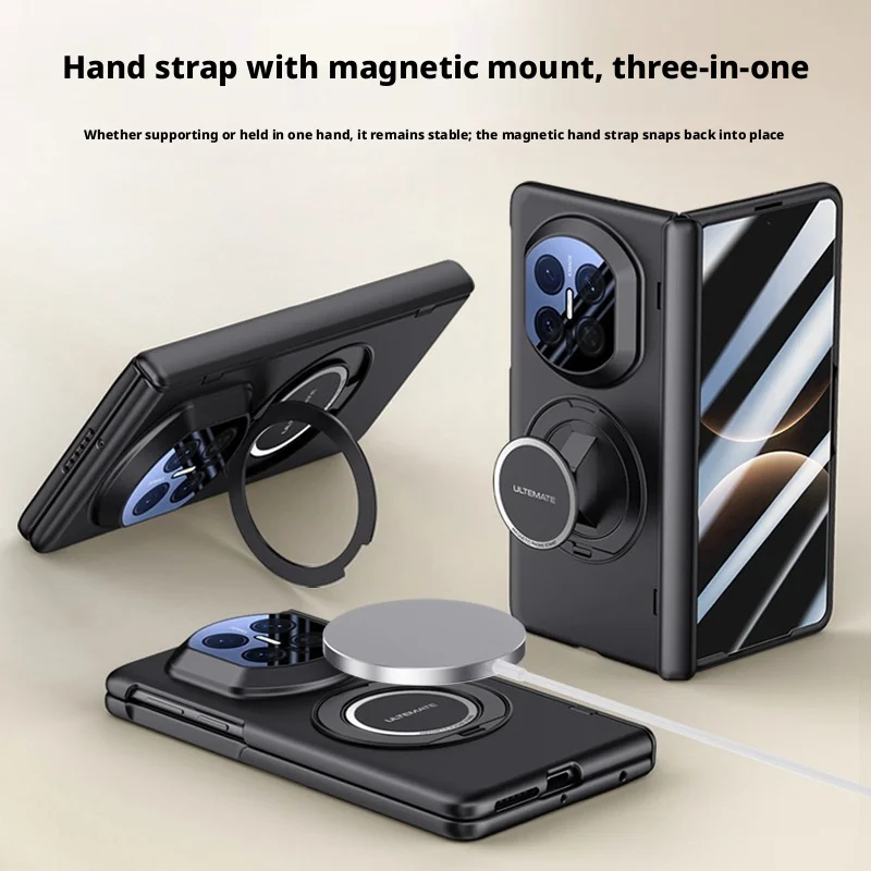 For Huawei Mate X7 X6 X5 Case Skin Friendly 360° Rotating Stand Magnetic Rebound Wrist Strap with Film Lens Protection Cover view 6