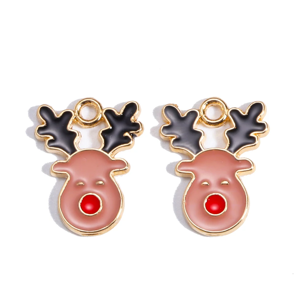 10 stücke Emaille Weihnachten Charms Weihnachten Elch Geschenk Schneemann Santa Claus Anhänger für DIY Halskette Ohrring Schmuck machen Accessoires – Detail 16