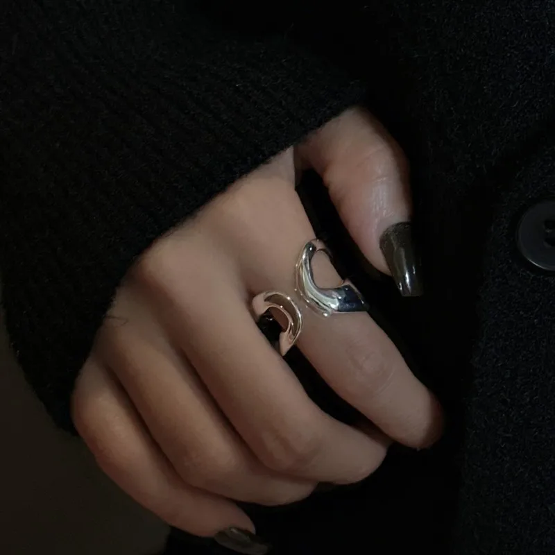 

Wholesale Korean Fashion Simple S925 Sterling Silver Double Design Ring