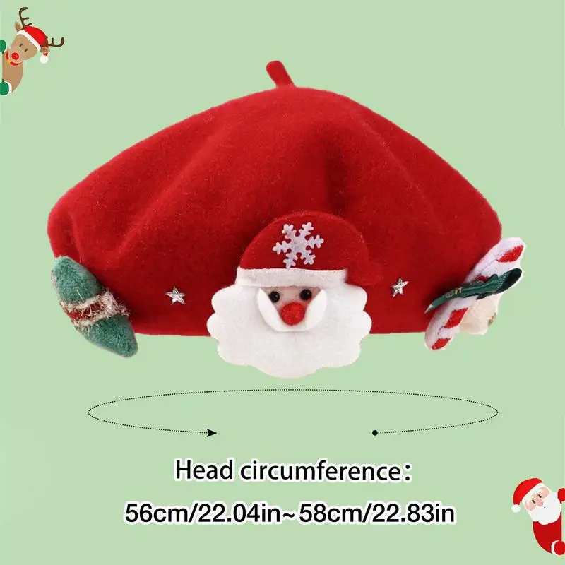 Chapeau de béret de Noël mignon pour adultes et enfants, chapeaux d'arbre de Noël, casquettes de fête de Noël douces, chapeaux de cordon de barre de père Noël, bonnets